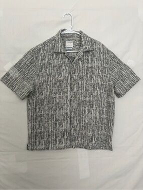 Denim & Flower Mens Large Camp Shirt Short Sleeve Textured Knit Relaxed(A917)
